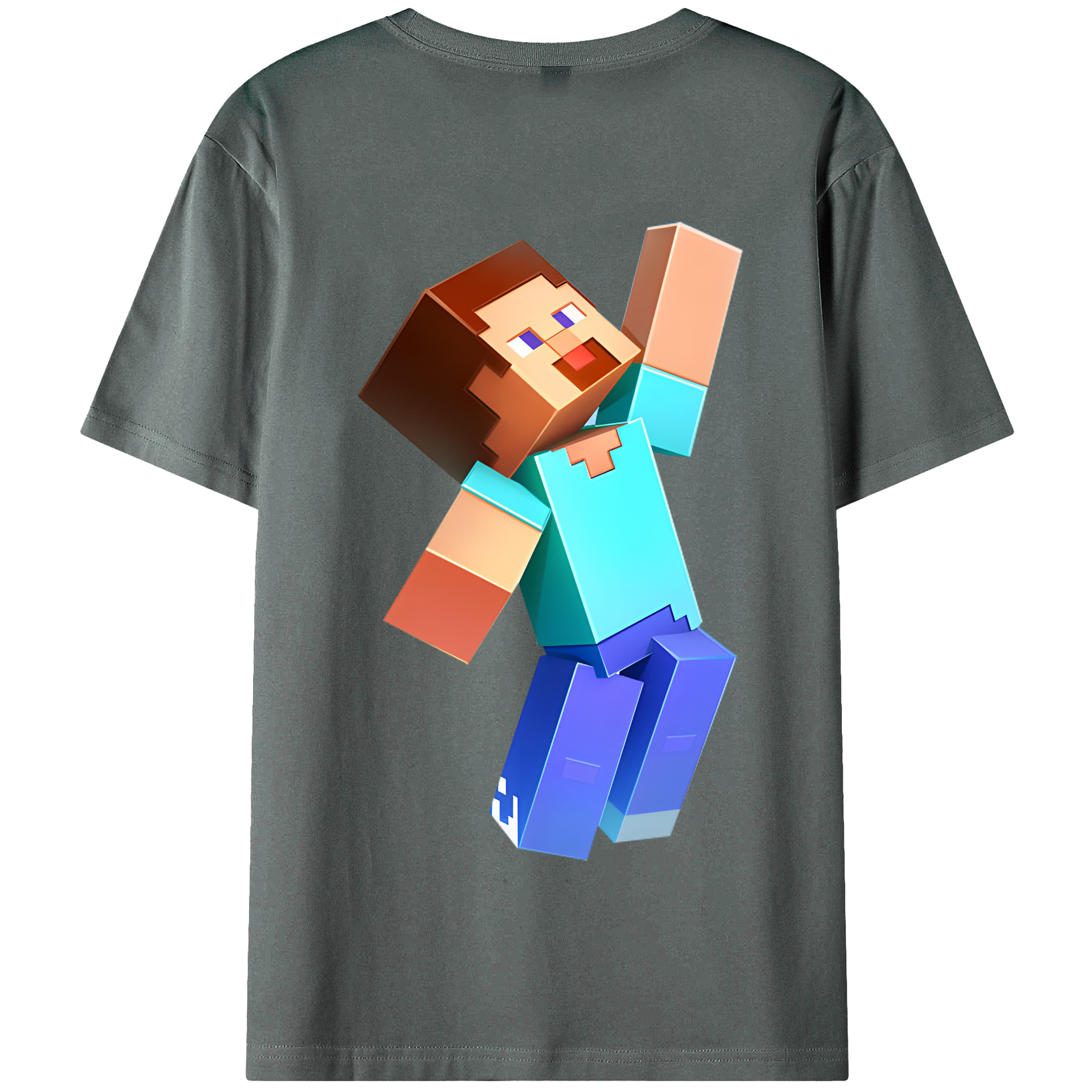 （画像用） マインクラフト ブロックの世界 Minecraft MC Block world 綿100％半袖Tシャツ（背面プリント）